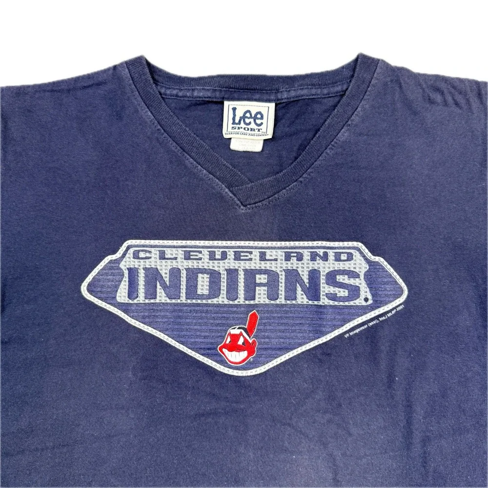Vintage 2001 Lee Sport Blue Cleveland Indians MLB Graphic T-Shirt Youth Large